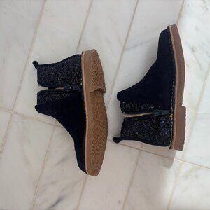 Children Chic Glitter & Suede Chelsea Boots, Navy, Size 27